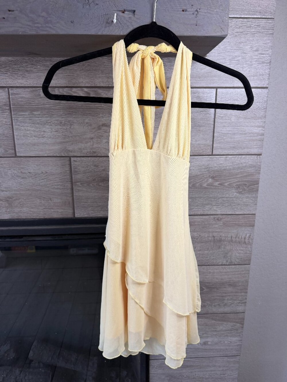 SHEIN EZwear Women Light Yellow Mesh Halter Dress, Summer Dress for Women